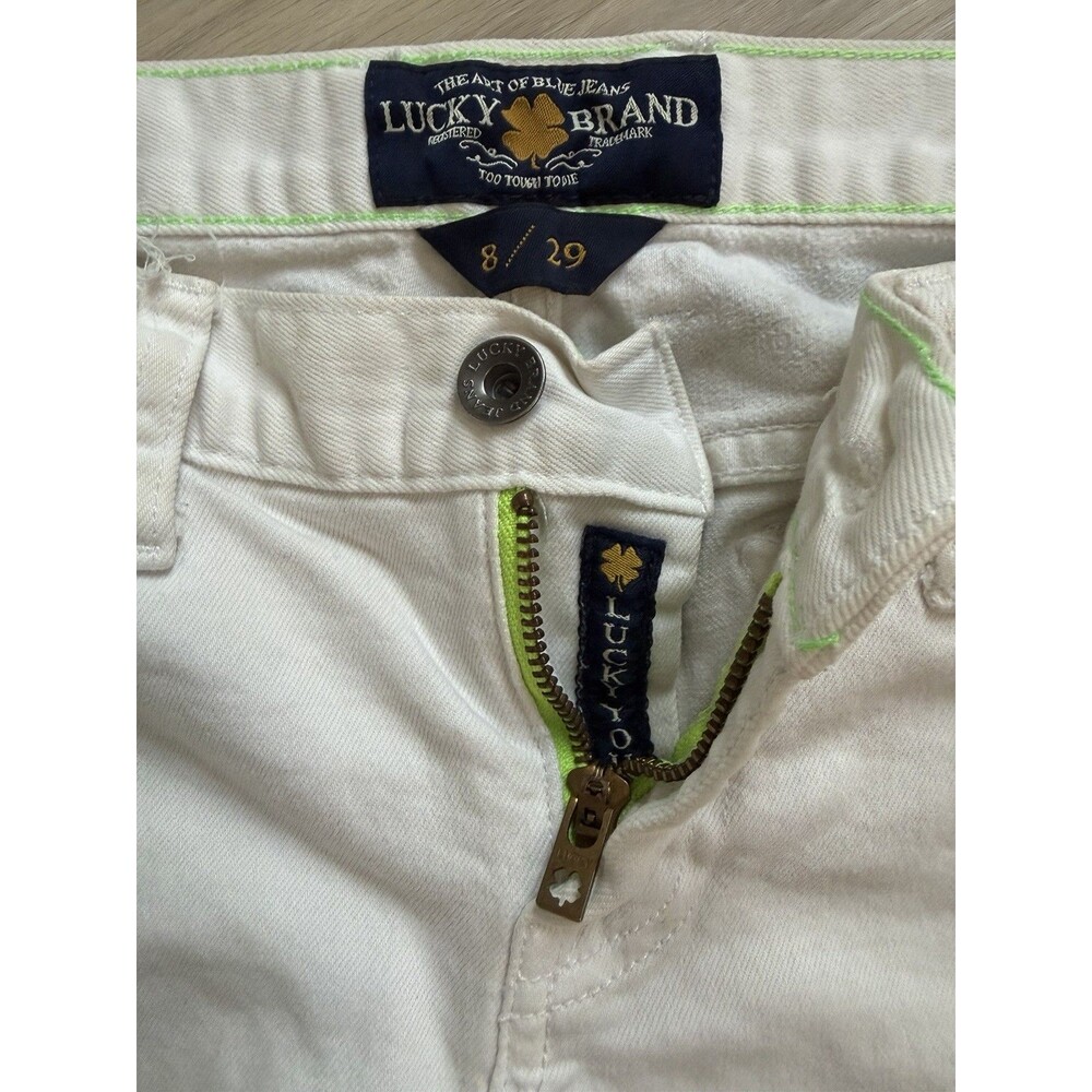 Lucky Brand Abbey Cut Off Denim Shorts White Mid Rise 3" Inseam Sz 8/29